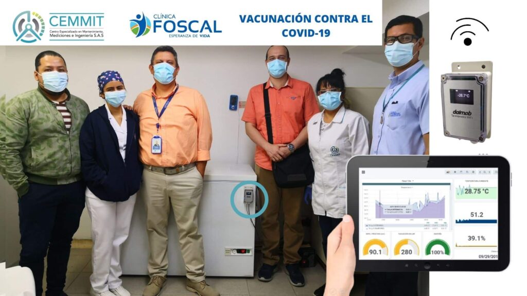 CEMMIT S.A.S instala en la Clínica FOSCAL un sistema innovador, de última tecnología, hecho en Santander, que realiza el MONITOREO INTELIGENTE DE LA TEMPERATURA de la Cadena de Frío de las Vacunas Covid-19